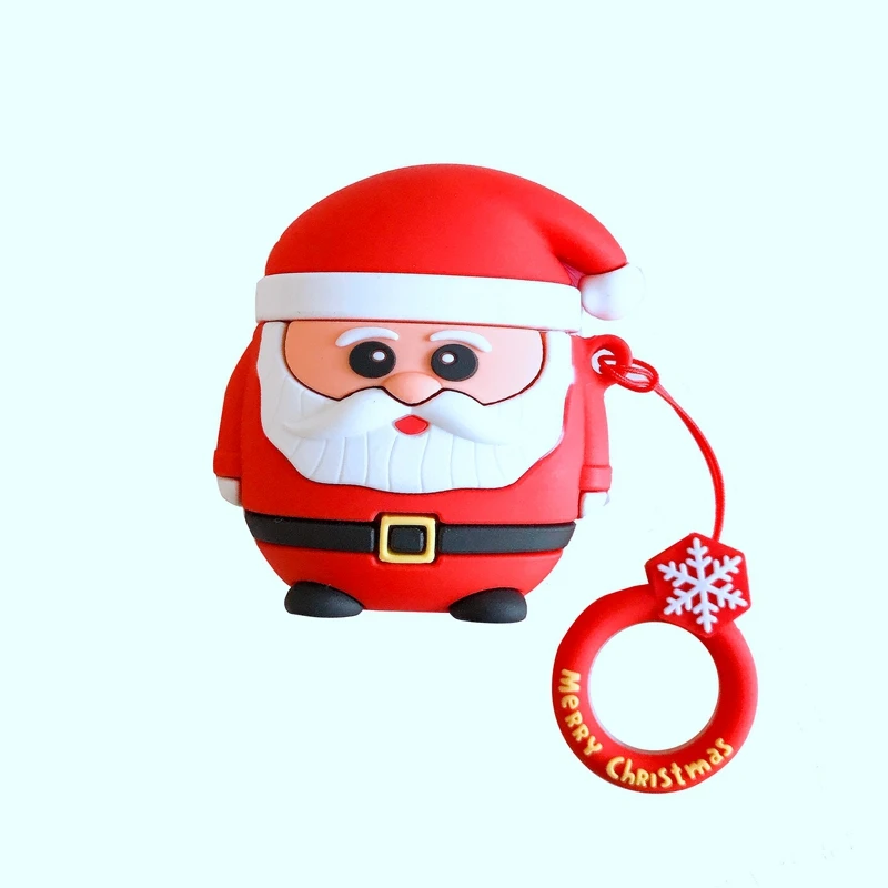 

3D Cute Santa Claus Silicone Case For Xmax gift Case Bluetooth Earphone Protective Cover For APPLE Airpods 1 2 case for Air pods