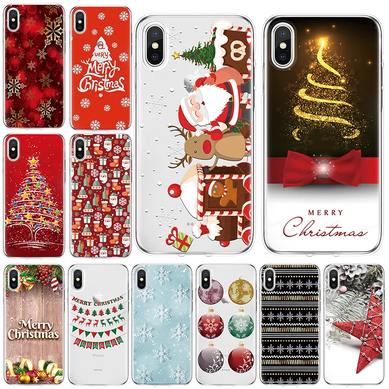 

Merry Christmas Phone Case For iPhone 11 Pro XS Max XR X 8 7 6 6S Plus 10 9 5 5S SE 5C 4 4S Cases Fundas New Year Gifts Soft TPU