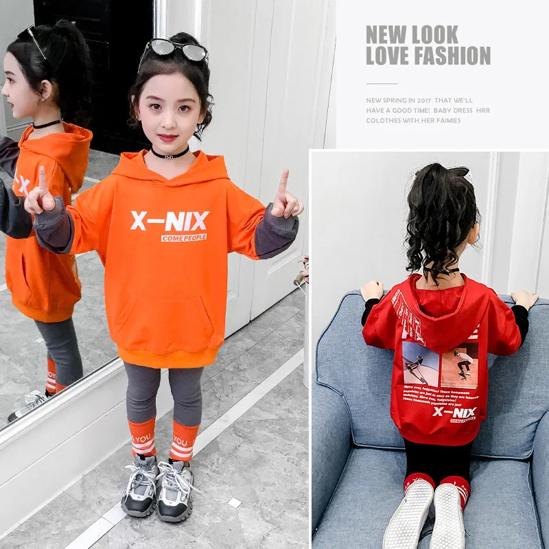 

2020 Korean-style Spring And Autumn Big Virgin Girls Printed Large Hoody Little Girl Western Style CHILDREN'S Suit Western Style