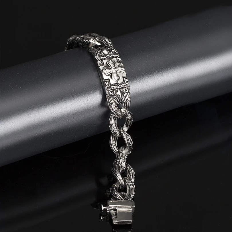 Мужской браслет цепочка TrustyLan широкий из нержавеющей стали 17 мм в стиле панк