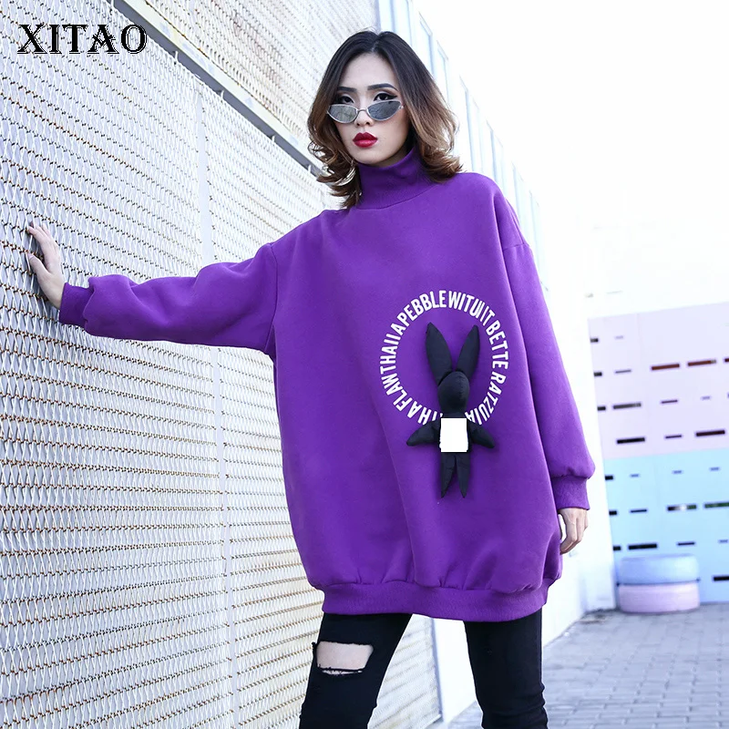 XITAO женская трикотажная толстовка с буквенным принтом Женская мода 2019 осенняя