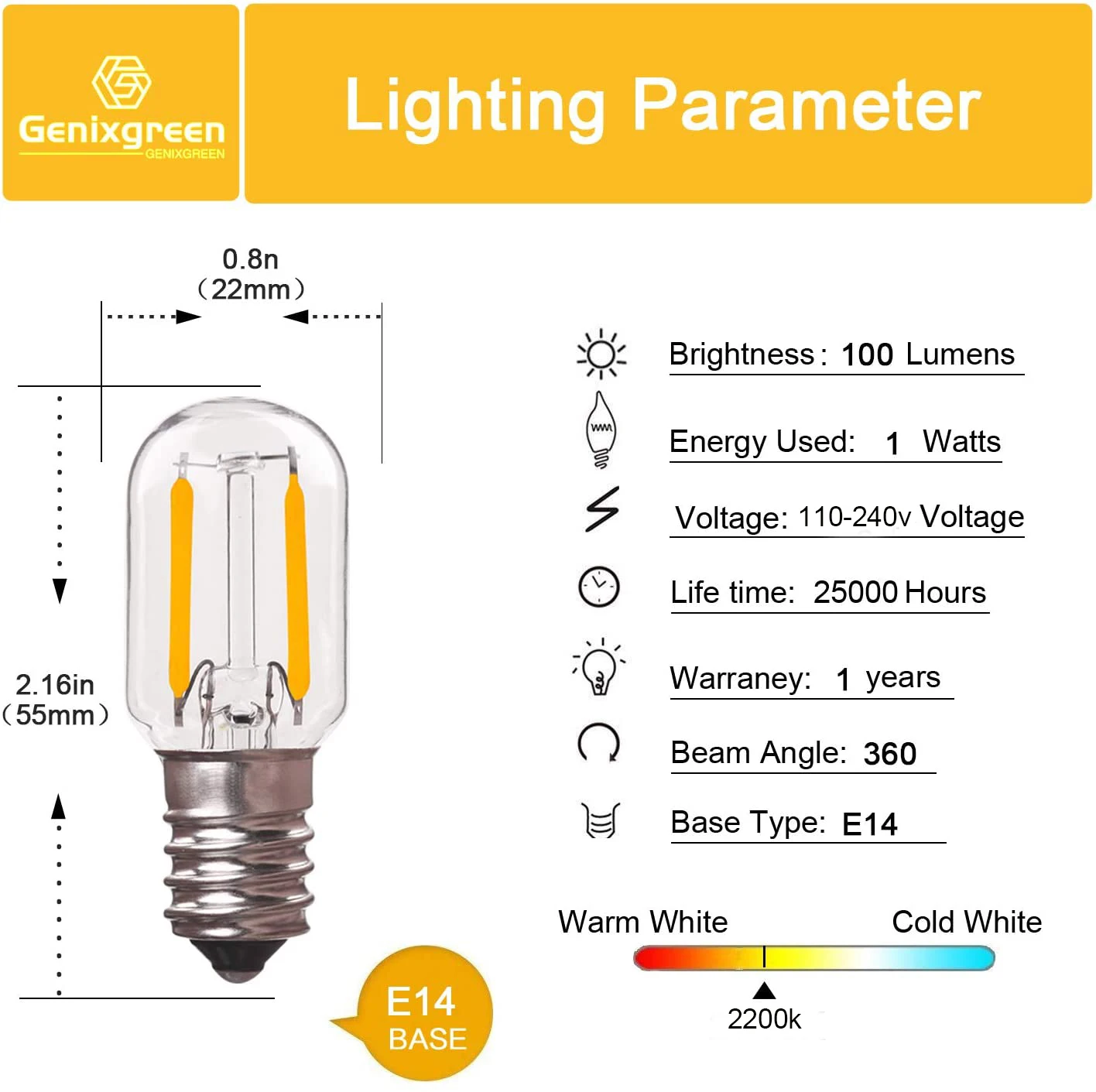 T20 1W     Led  E12 E14  Led    Ʈ    2200K 2700K 4500K  Ŵ޷ ̴ 