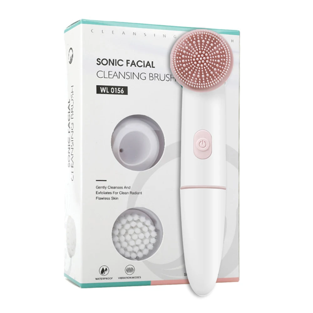 Vibrating Facial Cleanser Brush Battery Powered Waterproof Electric Face Cleaning Brush 2 Speed