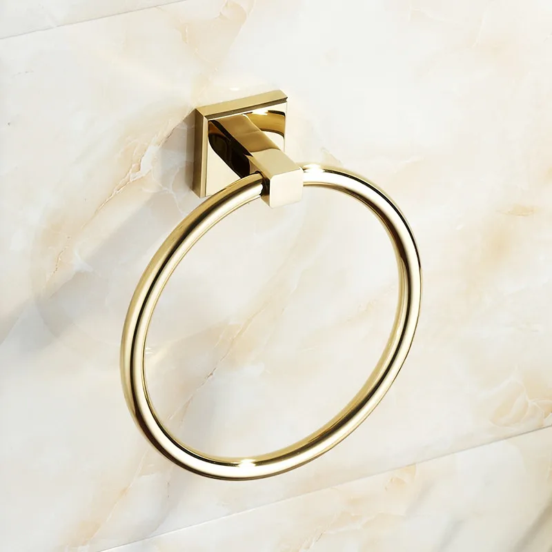 Золотое кольцо для полотенец вешалка для полотенец в ванную комнату Кольцо латунный Декор для ванной Аксессуары Европейский Стиль