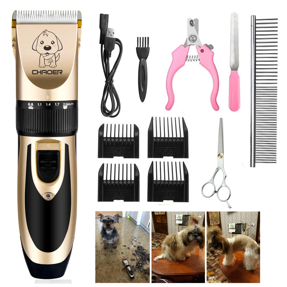 Электрический триммер для собак с низким уровнем шума заряжаемый от USB для бритья волос электрический резак для кошек машинка для стрижки собак профессиональный инструмент