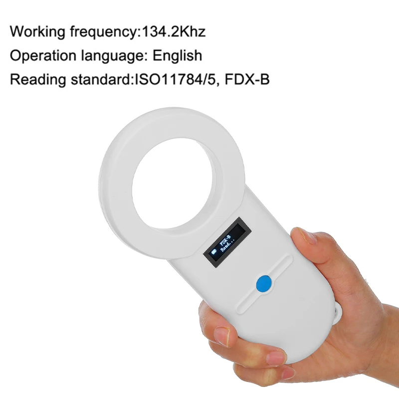 OLED Display Pet Scanner ISO11784/5 Animal Pet ID Reader Chip Transponder USB RFID Handheld Microchip Scanner for Dog Cats Horse