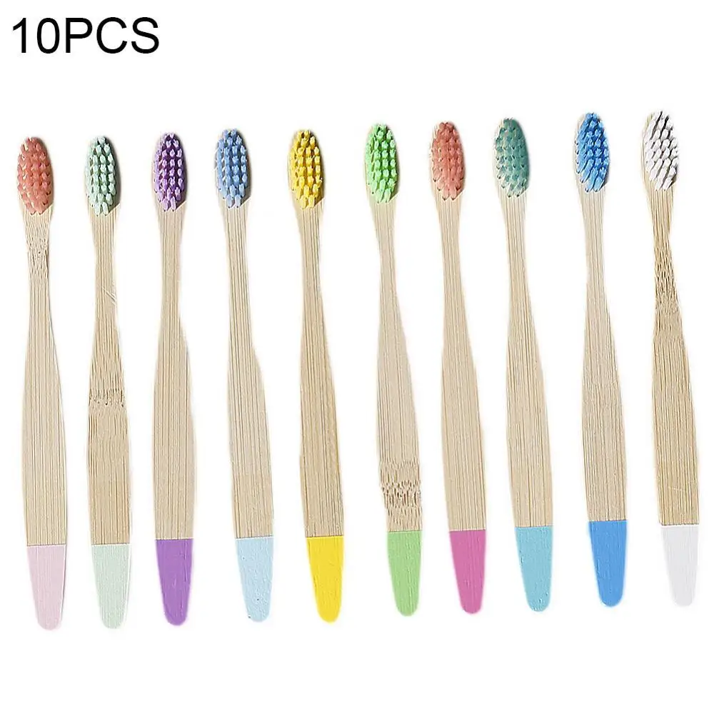 10Pcs Kids Tooth Cleaner Brushes Soft Bristles Wooden Bamboo Toothbrush Oral Care Teeth Cleaning Tool small brush head | Красота и