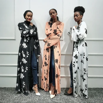 

Chiffon Abaya Kimono Hijab Muslim Dress Women African Saudi Turkish Dresses Kaftan Dubai Caftan Qatar Omani Islamic Clothing