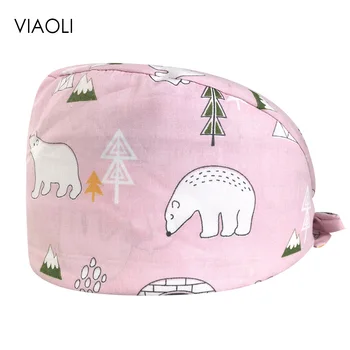 

Surgical cap print cartoon cotton sweat-absorbent breathable medical work cap unisex doctor nurse surgical caps beauty salon hat