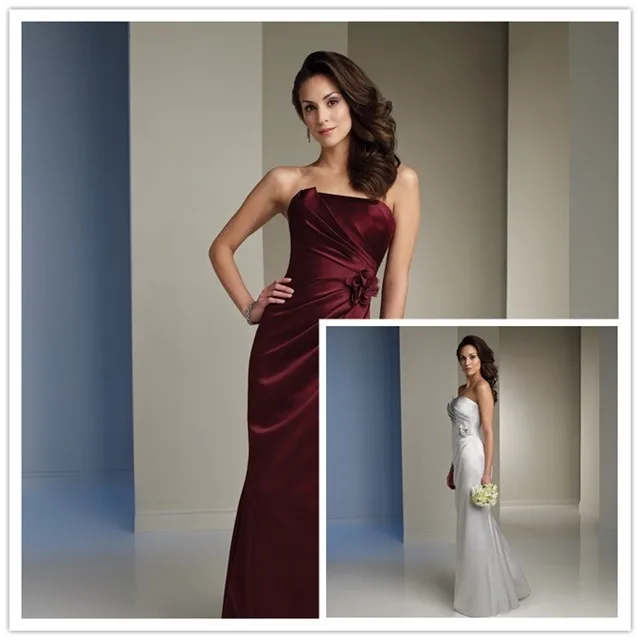 

2020 New Style High Quality Handmade Flower Mermaid Sleeveless free shipping Satin Elegant Mother of the Bride Dresses WE-04