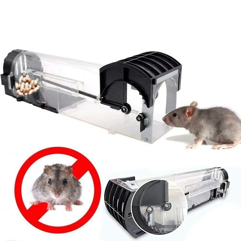 Reusable Humane Indoor Outdoor Rat Trap Smart Self-locking Mousetrap Safe Firm Transparent Household Mouse Catcher