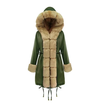 new fashion winter jacket women Imitation fur collar loose long parkas big fur outerwear - Цвет: Style 9