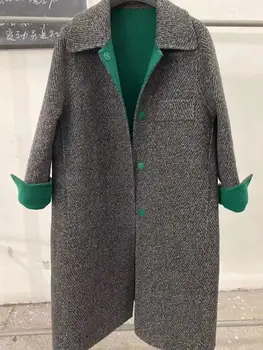 

Double-sided Two-color Wool Coat Women's 2020 Autumn Winter New Fashion Temperament Single-breasted Lapel Jacket
