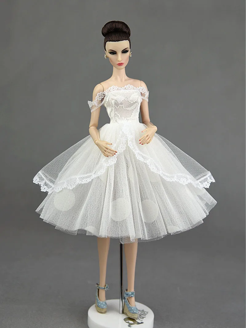 Белое Кружевное короткое платье-пачка ручной работы, кукла блайз, наряды, вечернее платье принцессы, юбка, свадебные платья, аксессуары для кукол