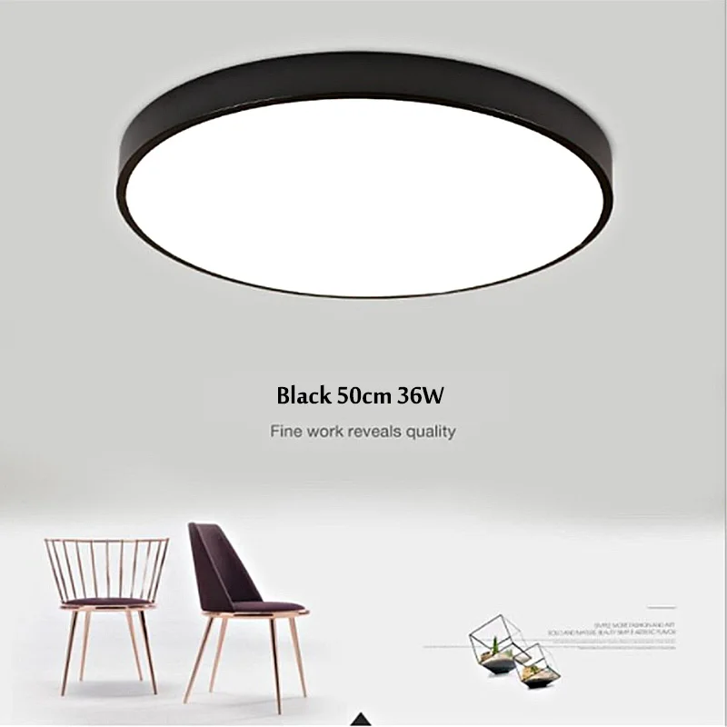 black 50cm 36W Becornce 23/30/40/50 см светодиодный Гостиная Спальня Кабинет Потолочный светильник кулон 3 цвета ультра тонкий супер яркий дома - Цвет корпуса: black 50cm 36W