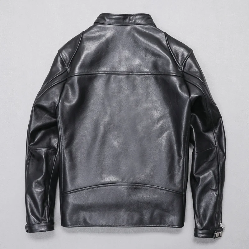 Free shipping. new quality cowhide motor jacket.mens short slim genuine leather coat.handsome driver jacket.sales