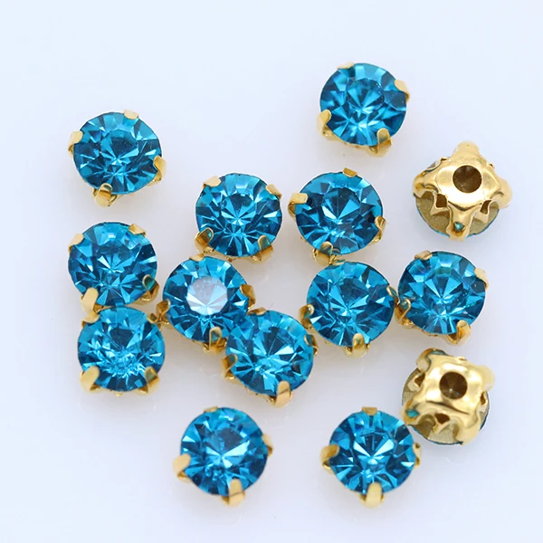 3/4/5/6/7/8/10mm Capri Blue Crystal Round Rhinestones Flatback With Claw Sew On diamanté Stone For Clothes Wedding Dress Trims | Дом и сад