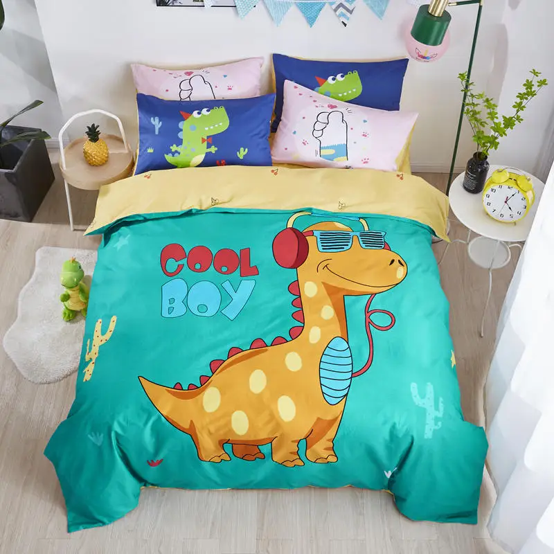 Cool dinosaur Bedding Set cotton Kids Bedding Bed cyan Bed Set Bed