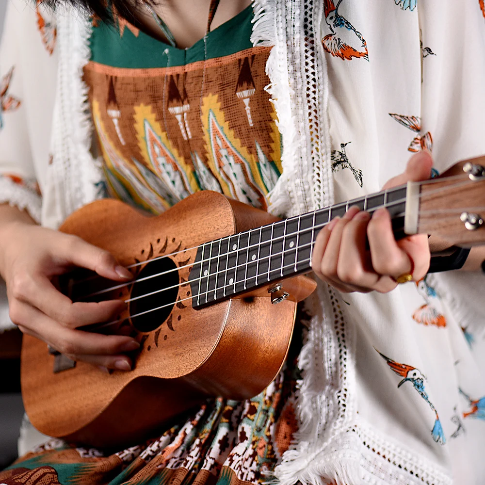 

Hot New 21" Acoustic Ukulele Sapele Ukelele 15 Fret 4 Strings Hawaii guitar High Quality Stringed Musical Instrument