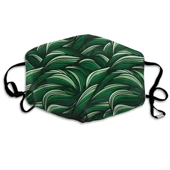 

Green Linear Abstract Art Washable Reusable Mask, Cotton Anti Dust Half Face Mouth Mask For Kids Teens Men Women With