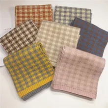 Новинка г., осенне-зимний клетчатый длинный шарф для девочек Теплый детский шейный платок для мальчиков, воротник, вязание шерстяное шарф для девочек, шарф с круглым кольцом