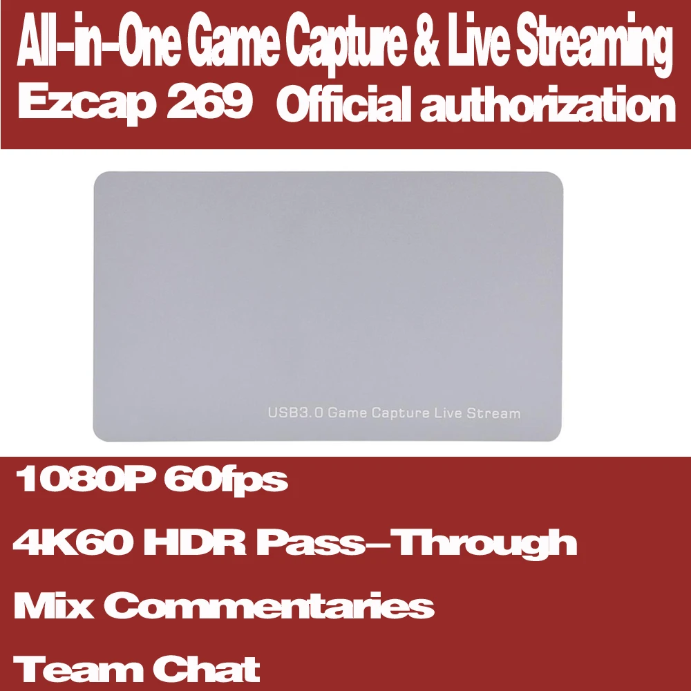 Ezcap 269 4K HDR Pass-Through HDMI2.0 карта захвата игр USB3.0 запись видео и прямая трансляция 1080P