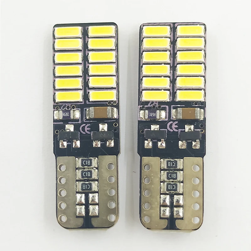 2x12V неполярный Canbus T10 светодиодный светильник с 4014SMD 24 s 194 168 W5W белый синий без