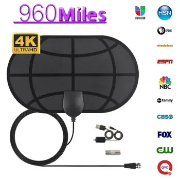 

960 Miles Range 4K Digital HDTV Aerial Indoor Amplified Antenna HD 1080P DVB-T2 Freeview TV for Life Local Channels Broadcast
