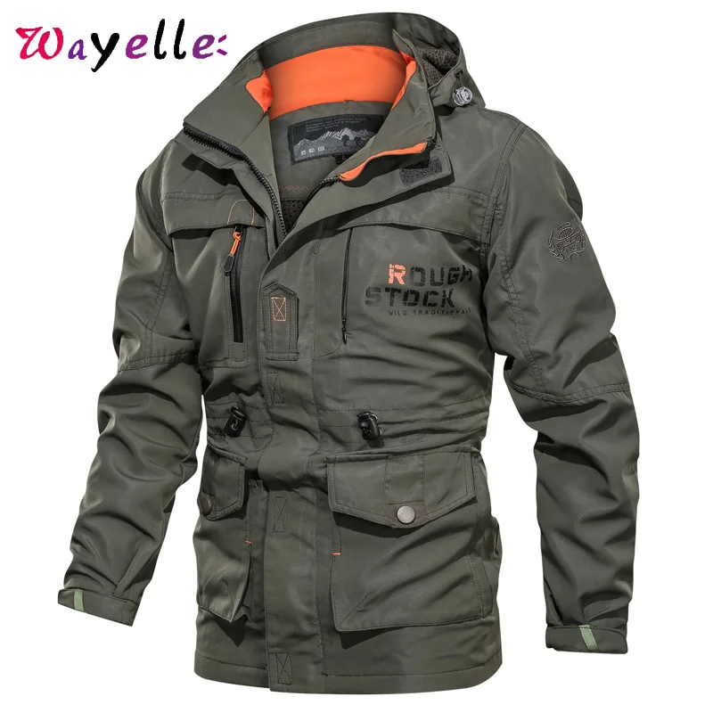 

Military Tactical Jacket 2019 Autumn Winter Multi-pocket Warm Bomber Jacket Men Hoodied Zippers Fashion Waterproof Men Coats