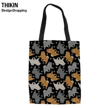 THIKIN Chow Dog печатная Холщовая Сумка для покупок Женская Складная сумка для покупок женская сумка через плечо многоразовые сумки для продуктов