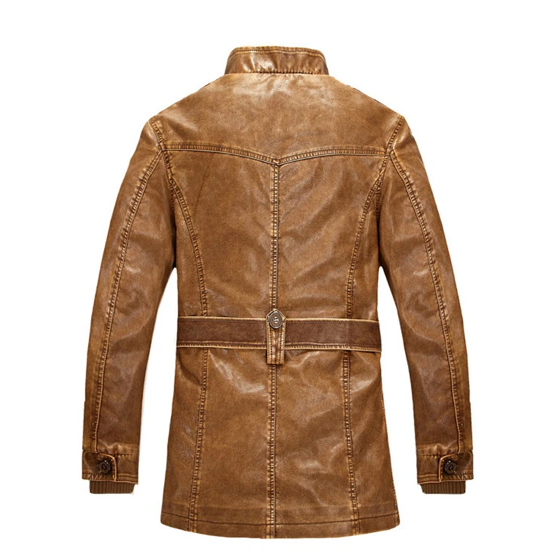 Зимние Для мужчин искусственная(-ый) куртки мотоцикла, куртка из плотного флиса теплая верхняя одежда Slim Fit Мужские кожаные пальто брендовая одежда