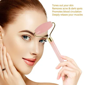 

V-shape Facial Massage Roller Double Heads Jade Roller Stone Face Lift Hands Body Skin Relaxation Slimming Beauty Health Care