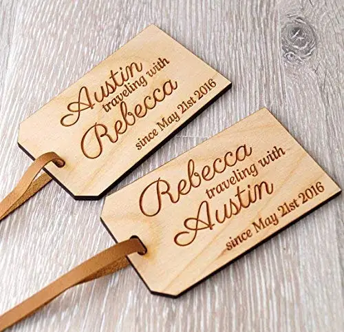 wooden luggage tags