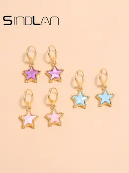 

Sindlan 3Pairs Indie Pop Style Star Earrings for Women Cute Romantic Colorful Star Shape Earrings Fashion Young Girls Ears Jewel