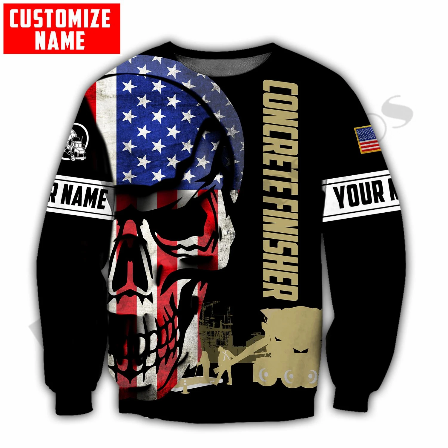 PLstar Cosmos 3DPrint Newest Concrete Finisher Skull Custom Name Combo Set Joggers Unique Streetwear Hoodies/Sweatshirt/Zip Q-3