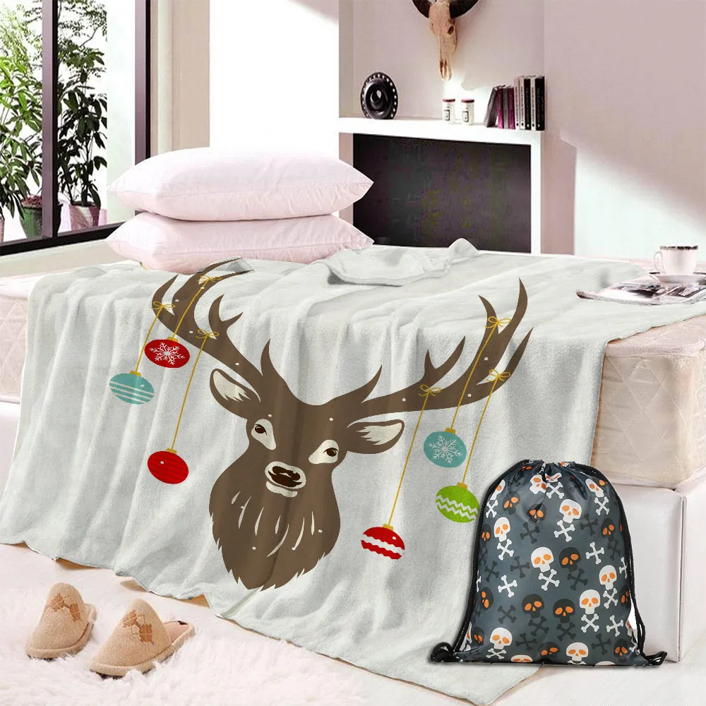

Custom DIY Printing Velvet Plush Blanket on the Bed Elk Planet Throw Blanket Deer Antlers Bedding Universe Galaxy cobertor