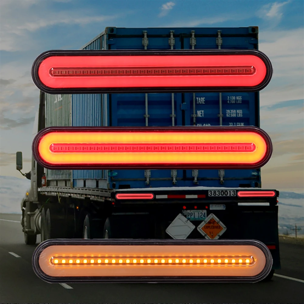 12-24 В Автомобильный светодиодный тормозной светильник для прицепа грузовика, последовательный плавный сигнальный светильник, водонепроницаемый неоновый галогенный кольцевой задний тормоз, стоп-сигнал, светильник поворота