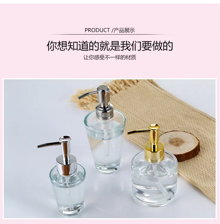 Clear Glass Soap Dispenser with Soap Pump Gold Hand Liquid Soap Saver Hand Sanitizer Holder Glass Lotion Dispenser