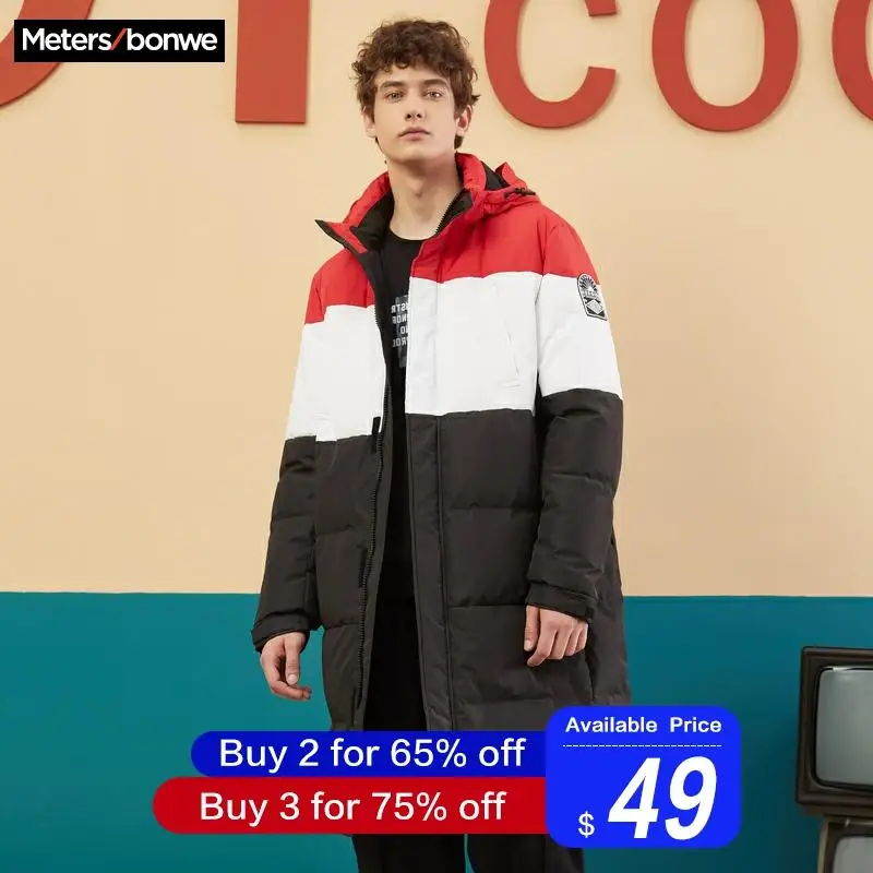 Metersbonwe новые зимние куртки длинные толстые зимние пуховики мужские цветные модные пальто Верхняя одежда теплые 229407