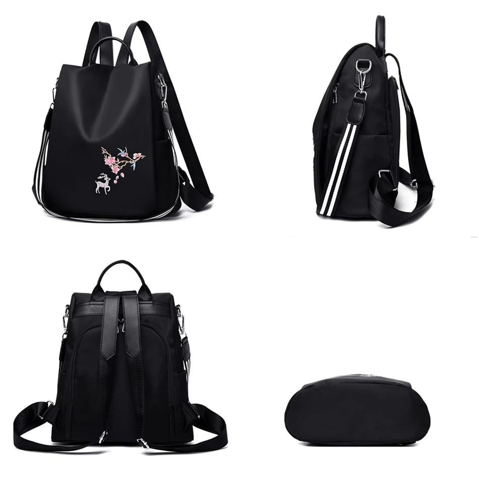 Элегантный женский рюкзак с вышивкой оленя, Mochila Feminina, 3 в 1, светильник, школьная сумка для девочек, рюкзак для путешествий с противоугонным дизайном
