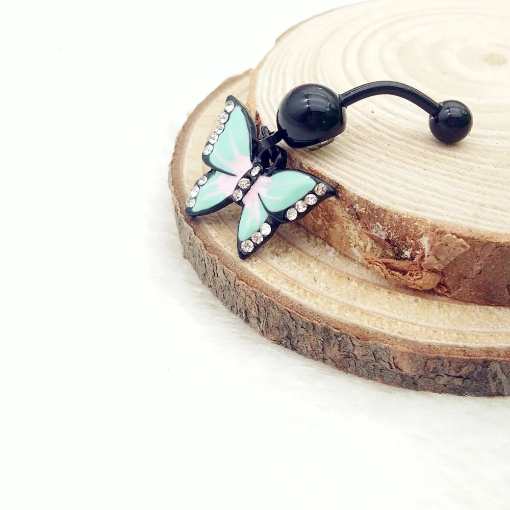 Эпоксидная эмаль, Esmalte Colares Butterflys, пупка, кольца, сексуальные пирсинг для тела, ювелирные изделия, бар, пирсинг черного пупка, готический пирсинг