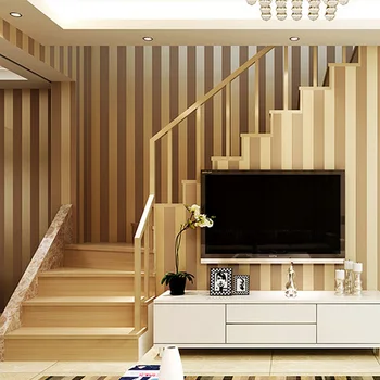 

White Golden Striped Wallpaper Roll Living Room Bedroom Pearl Flocking Non Woven TV Background Wall paper Modern Home Decoration