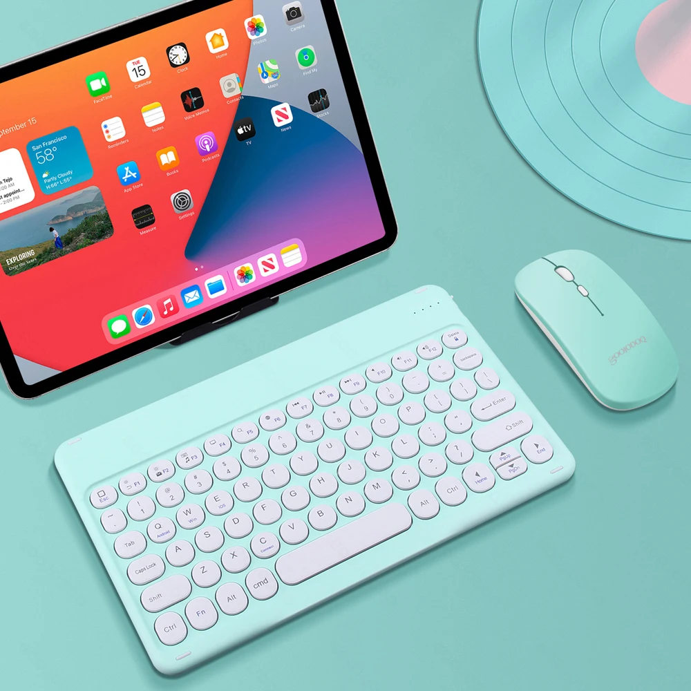 para o Teclado do Ipad e o Rato Combo Teclado sem Fio de Bluetooth Teclado para o Ipad Xiaomi Samsung Huawei Tablet Android Ios Windows Teclados Tablet - Imagem 3