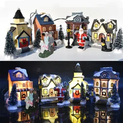 Conjunto de Papá Noel para niños, cabina luminosa, 10 piezas, decoraciones para casas pequeñas, decoraciones navideñas