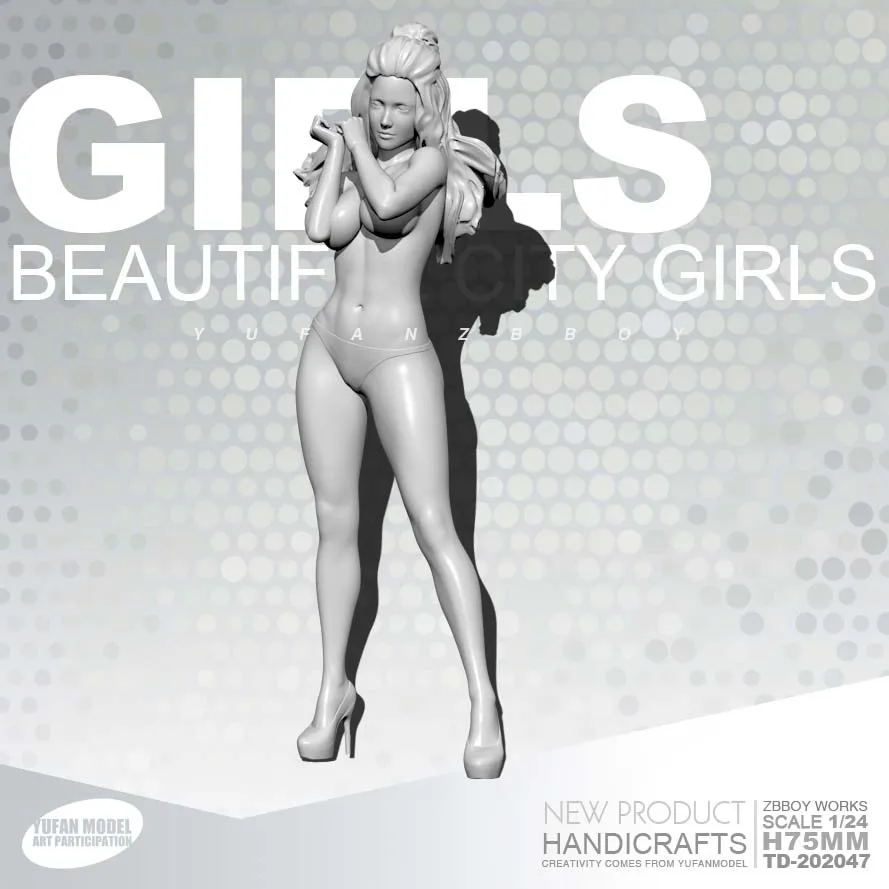 Tanie 1 24 żywica rysunek zestawy dziewczyny ładna dziewczyna żywica żołnierz samodzielnie zmontowane 75mm TD 202047