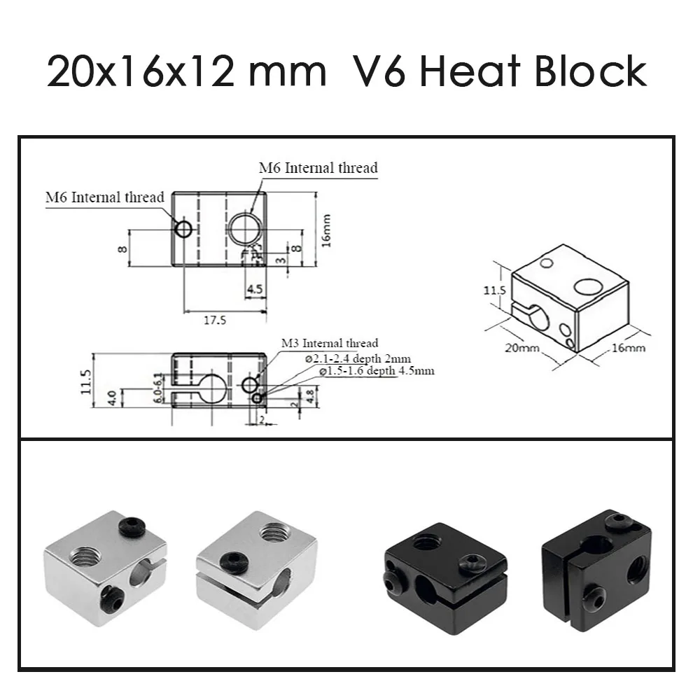 Алюминиевый Термоблок V6 для V5 J head Extruder HotEnd запчасти 3D принтеров нагреватель