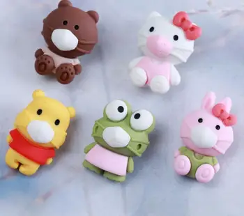 

Wholesale resin cartoon animal facemask kitty Cat, bears,rabbit flatback cabochons DIY scrapbooking crafts decoration