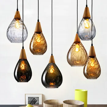 

Nordic Glass Pendant Light For Living Room Water Drop Shape E27 Dining Room Bar Bedroom Pendant Lamp Hanging Fixtures