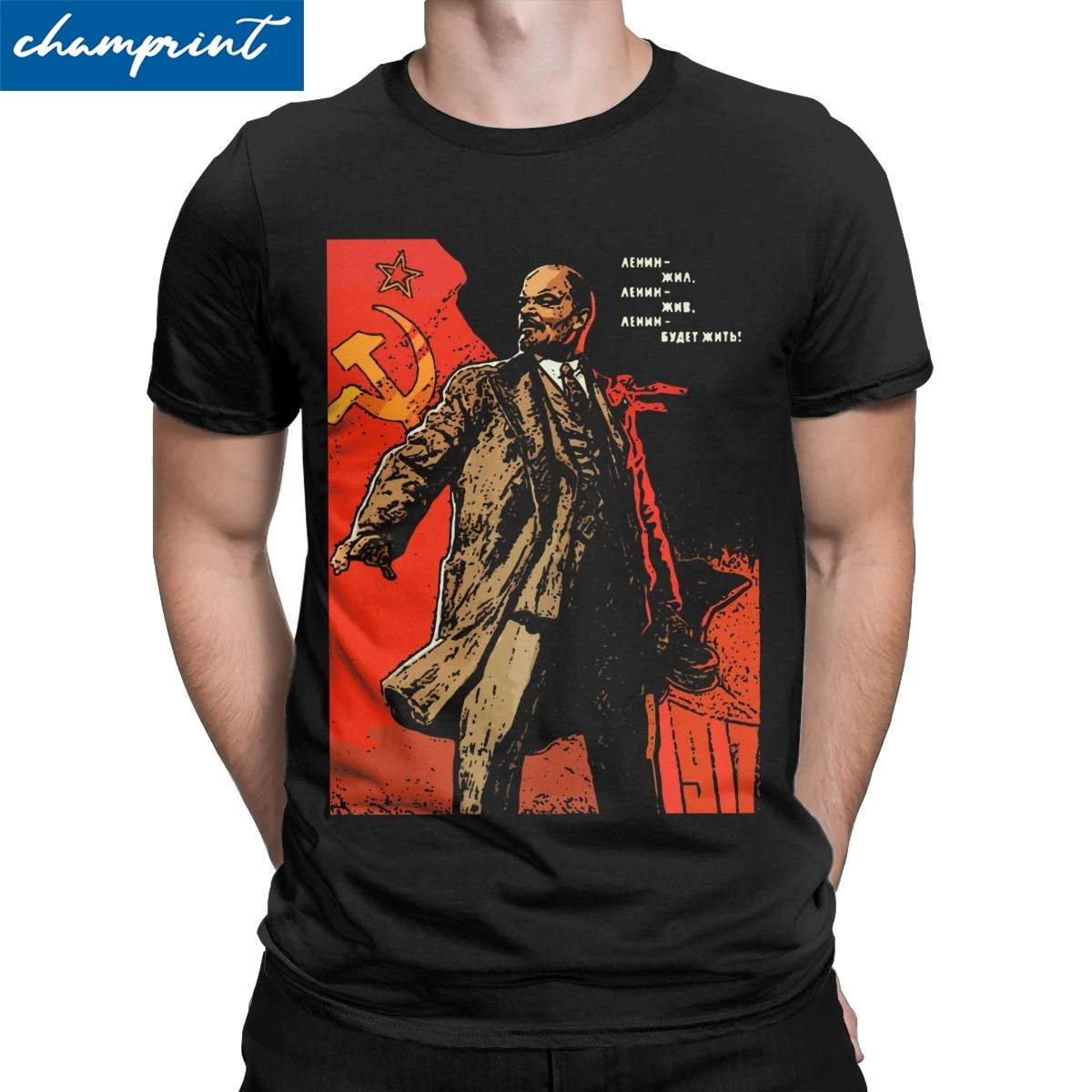 

Lenin Will Live Forever T-Shirts for Men Communism Marxism Socialism Funny Tee Shirt Round Neck T Shirt New Arrival Clothes
