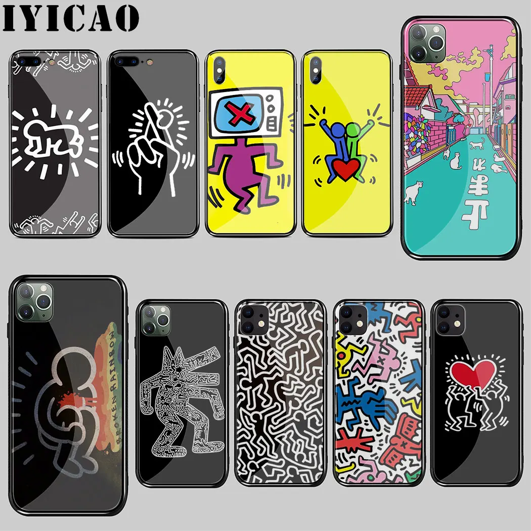 Чехол Keith Haring из закаленного стекла чехол для iPhone 5 5S SE 6 6S 7 8 Plus 11 Pro X XR XS Max |